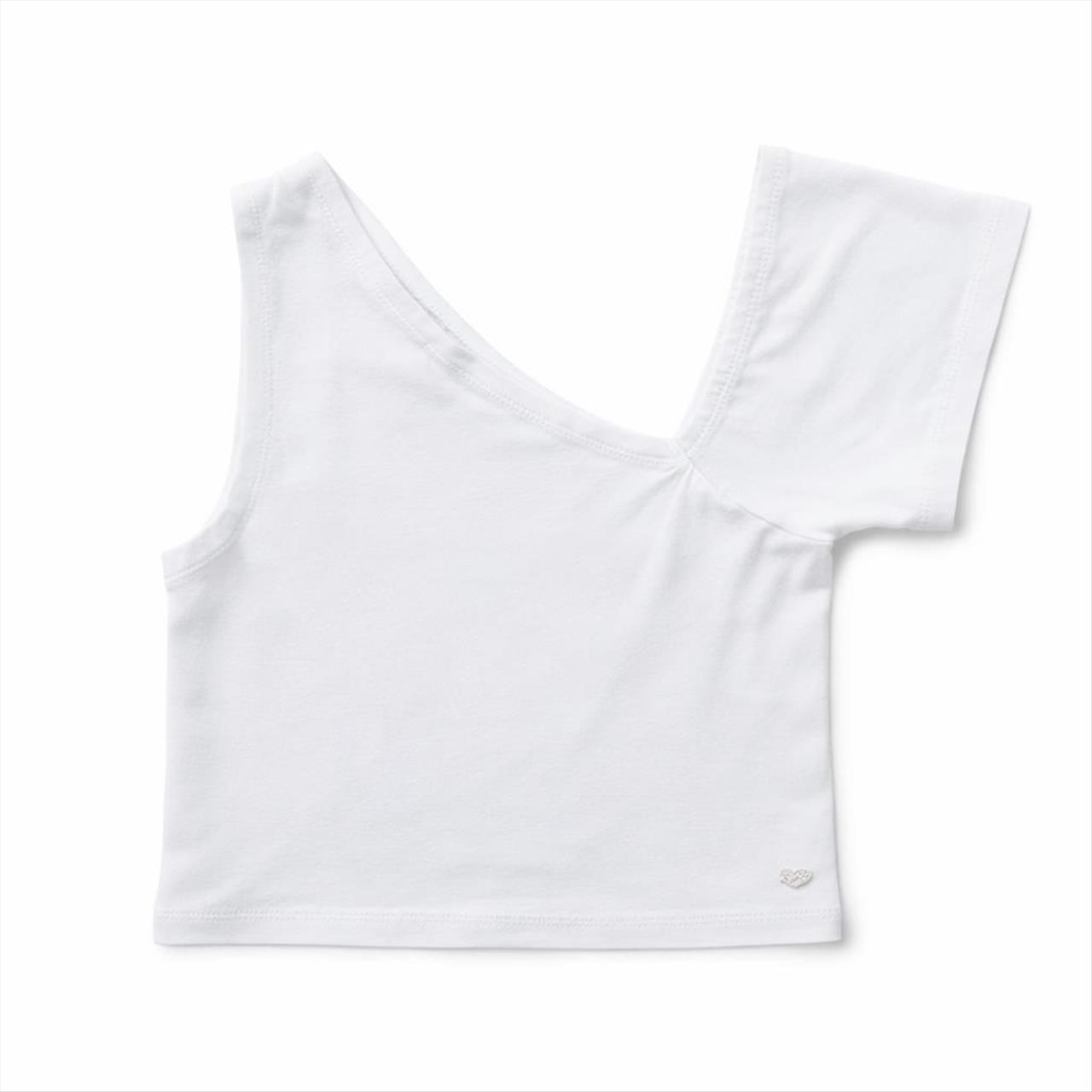 TSHIRT ONE SHOULDER WHITE GIRL LOSAN S8-16
