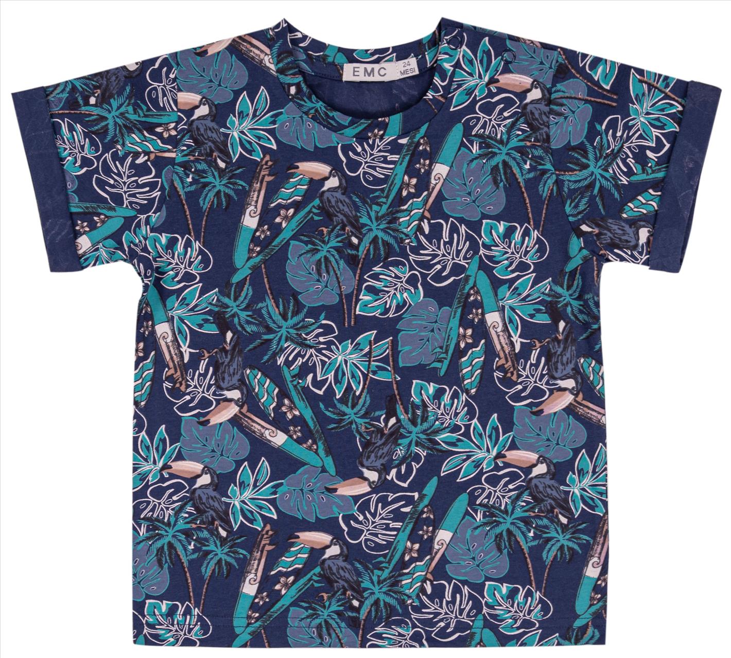 TSHIRT K/M COTTON TROPICAL PRINT BOY E.M.C S3-8