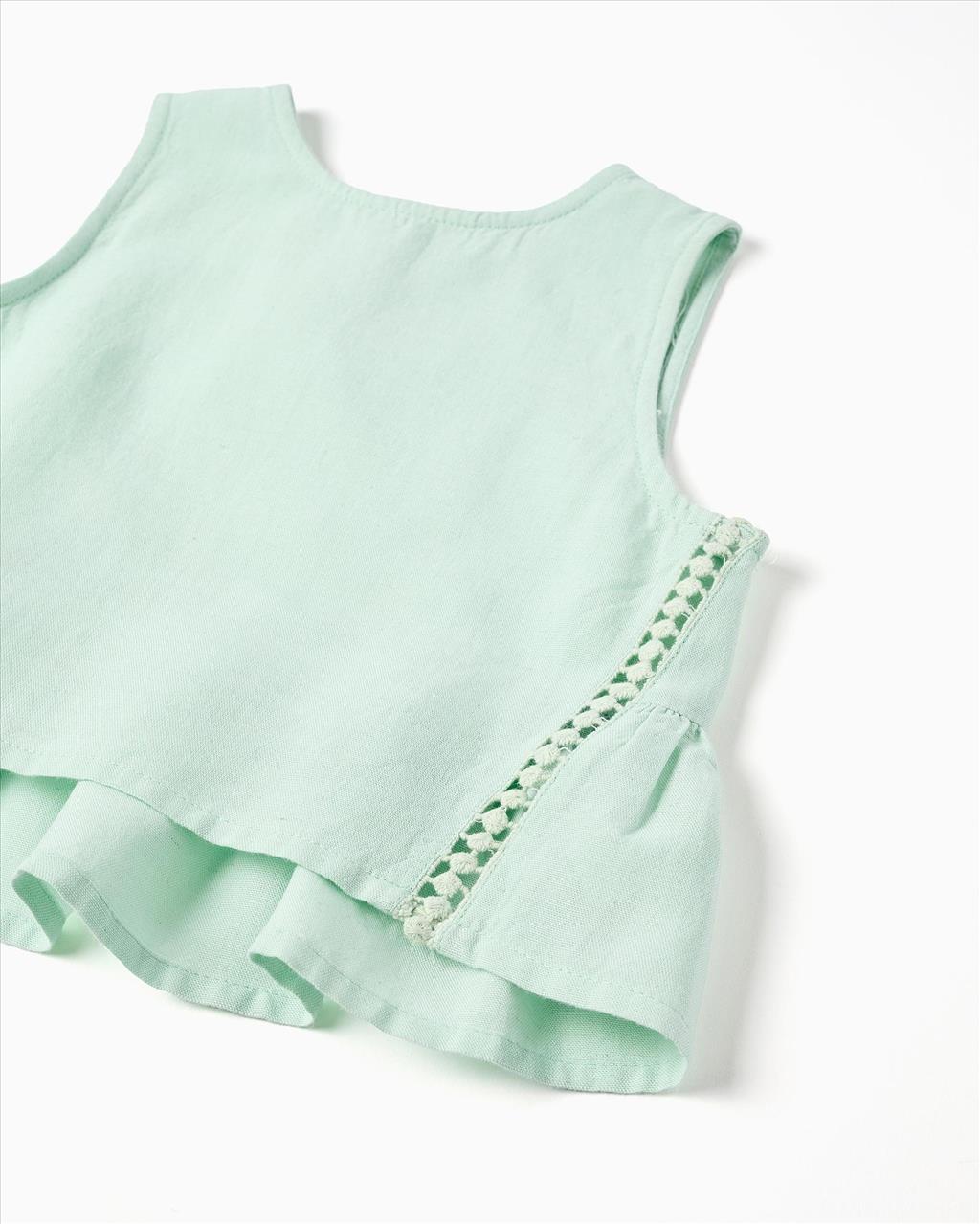 ΤΟΥΝΙΚ LINEN LIGHT GREEN GIRL ZIPPY S3-14 - Image 3