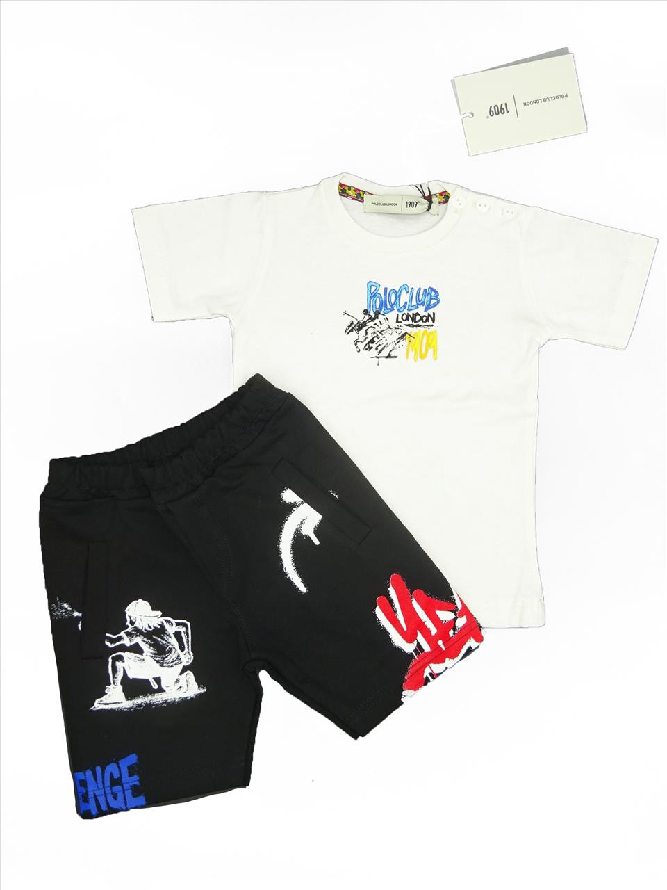 SET TSHIRT-SHORTS COTTON 2CLS BABY BOY POLO CLUB S9M-30M