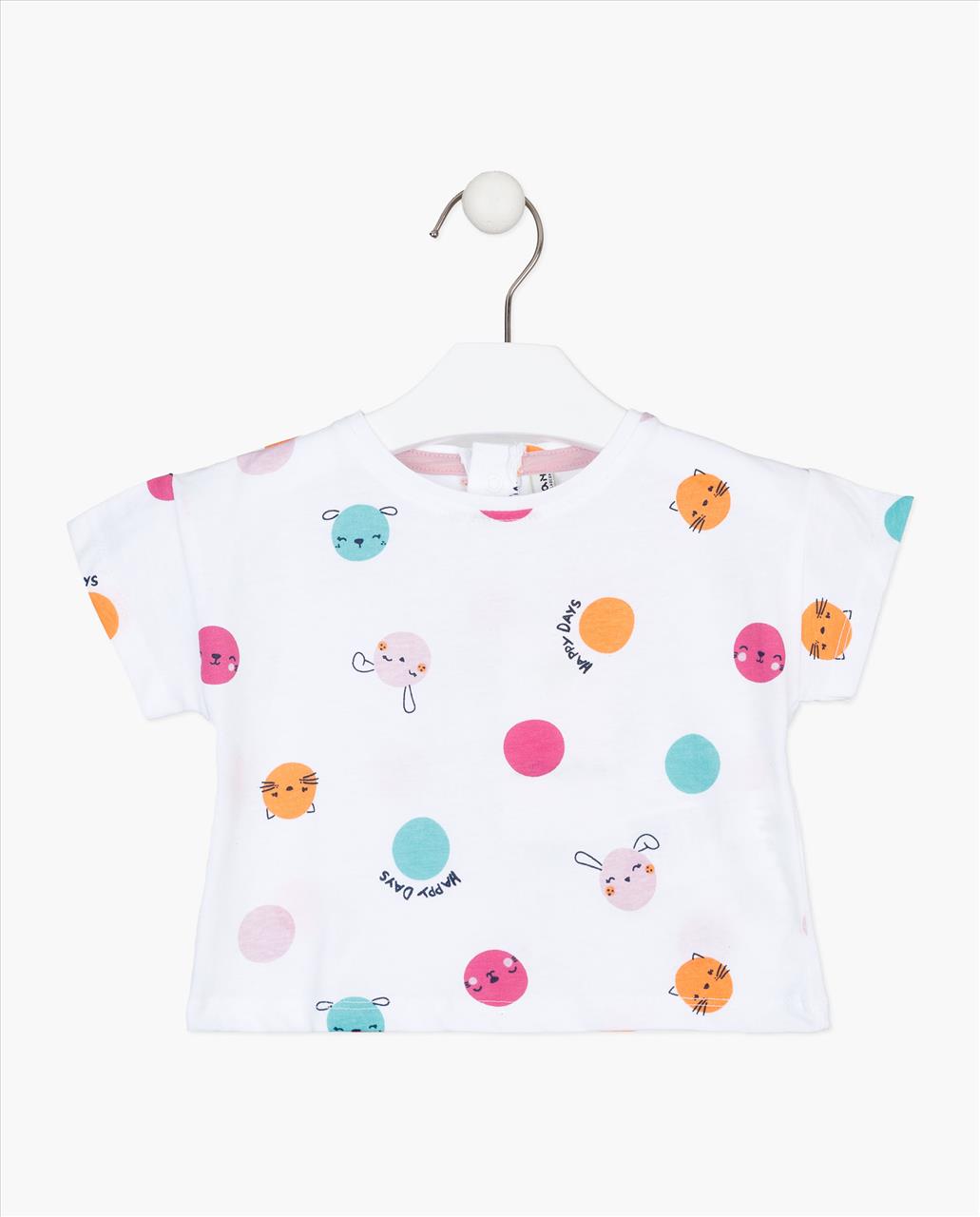 TSHIRT K/M WHITE BABY GIRL LOSAN S3M-2Y
