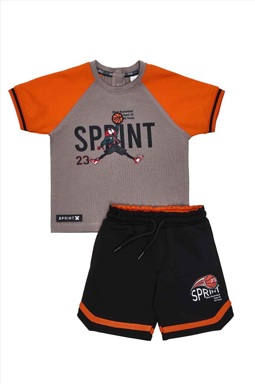 SET TSHIRT-SHORTS COTTON GREY BOY SPRINT S2-6