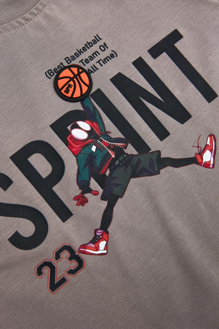 SET TSHIRT-SHORTS COTTON GREY BOY SPRINT S2-6 - Image 2