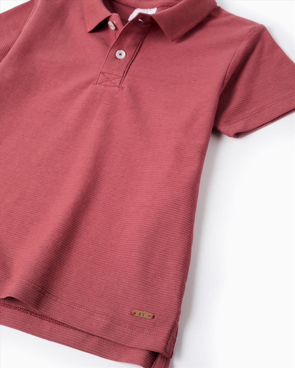 ΜΠΛΟΥΖΑ K/M POLO COTTON BROWN BOY ZIPPY S3-14 - Image 3