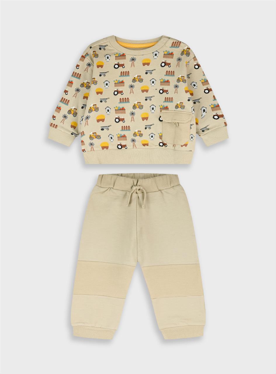 ΣΕΤ ΜΠΛΟΥΖΑ-ΠΑΝΤΕΛΟΝΙ COTTON BEIGE BABY BOY S6M-2Y