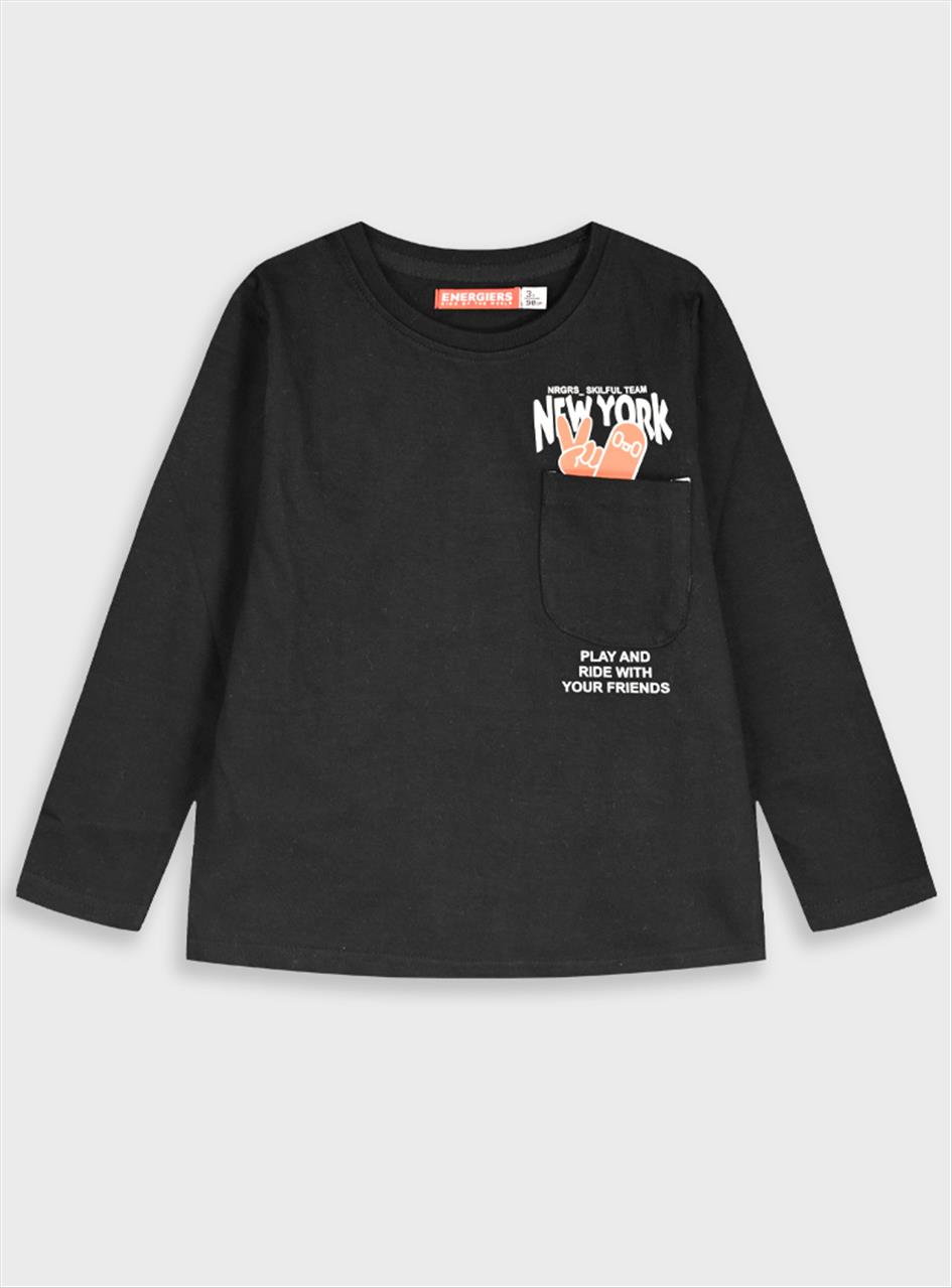 TTSHIRT M/M COTTON BLACK BOY ENERGIERS S12M-6Y