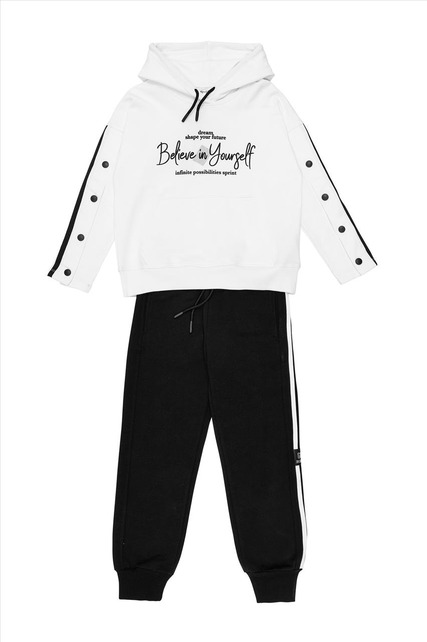 ΣΕΤ ΦΟΥΤΕΡ HOODIES COTTON WHITE GIRL SPRINT S7-16